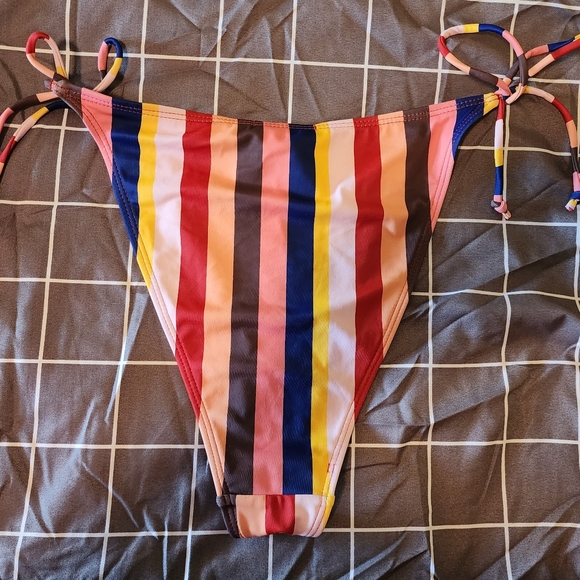 Missguided bikini bottom. Super high cut! US size 6 striped, string tie - Picture 3 of 9